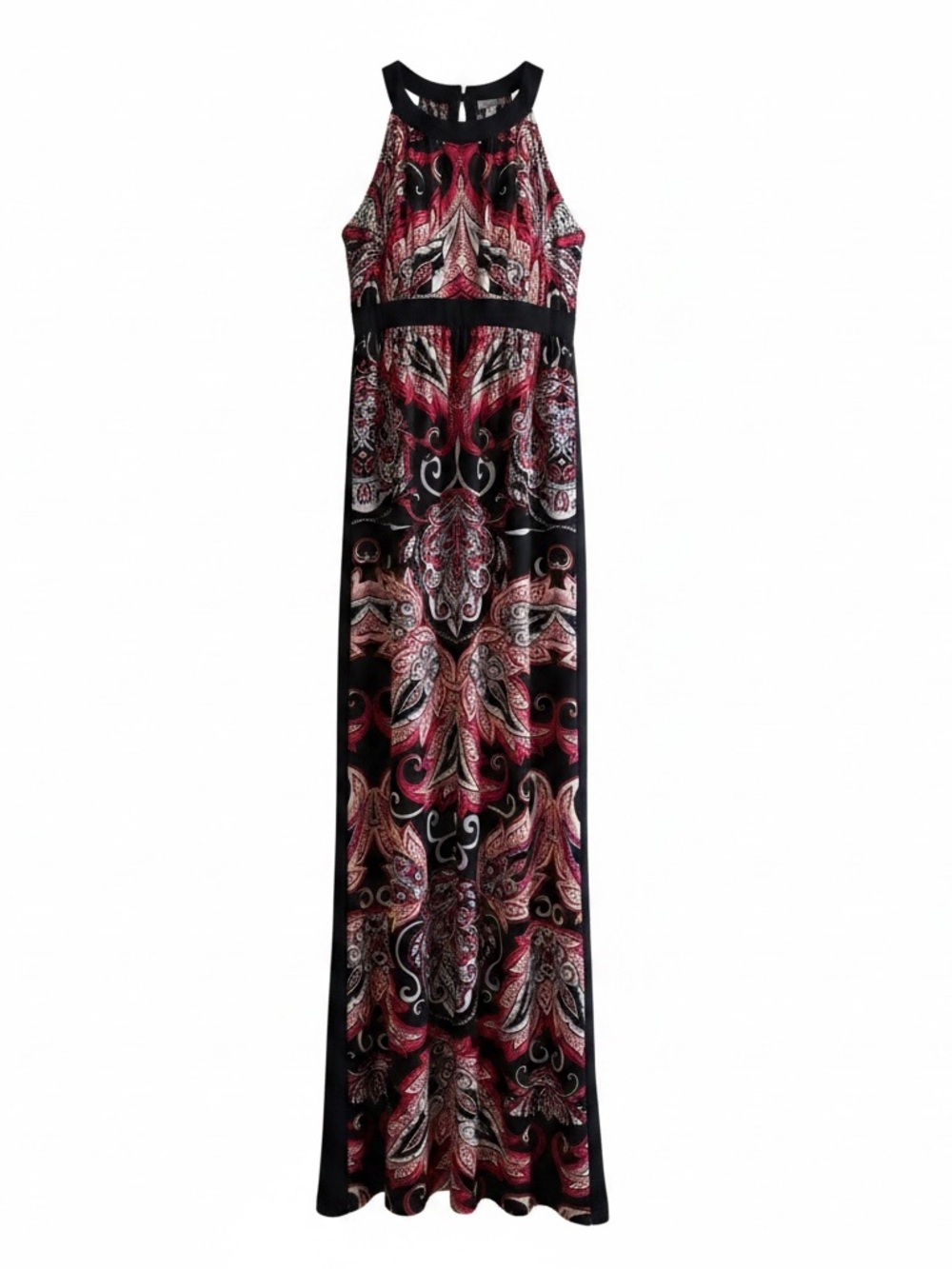 INC International Concepts Black & Red Paisley Halter Maxi Dress